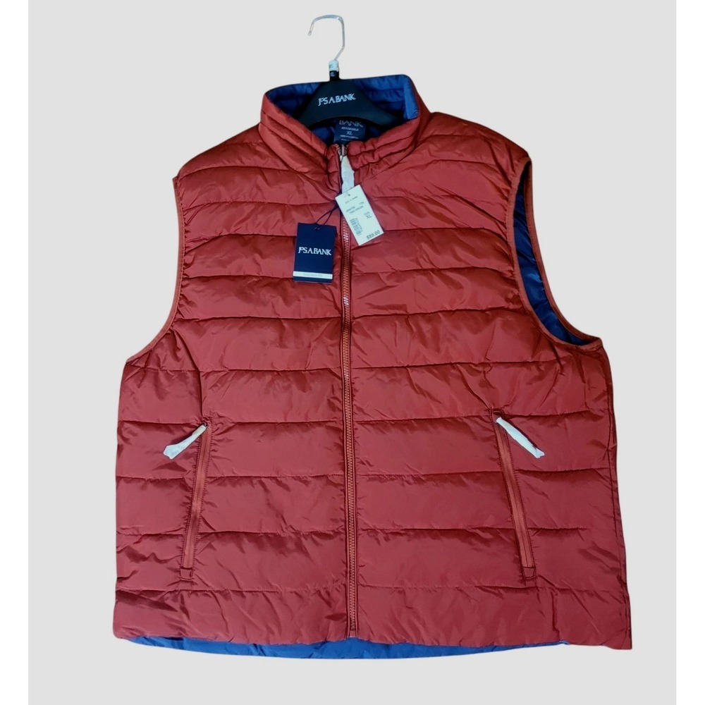 Jos A. Bank Men's Reversible Puffer Vest Red/Blue • XL NWT 2 in 1 MSRP $89